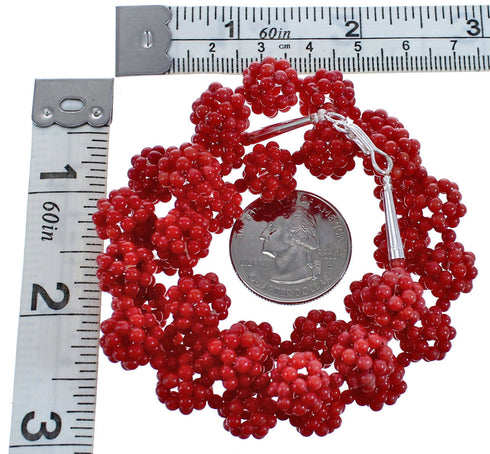 Coral Sterling Silver Southwestern Bead Necklace BX119713